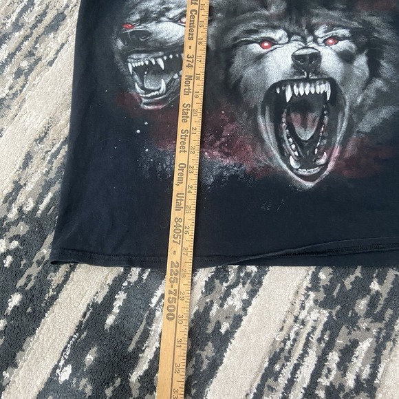 Y2K Gildan Blood Moon Wolfpack Black Horror 3 Wolf Nature T Shirt Size XL - Picture 4 of 5